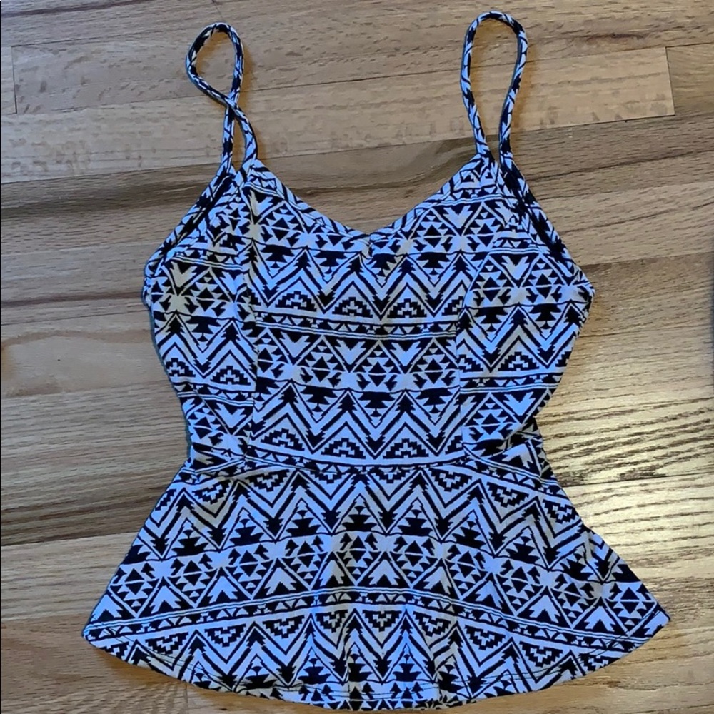 Black and white peplum tank top